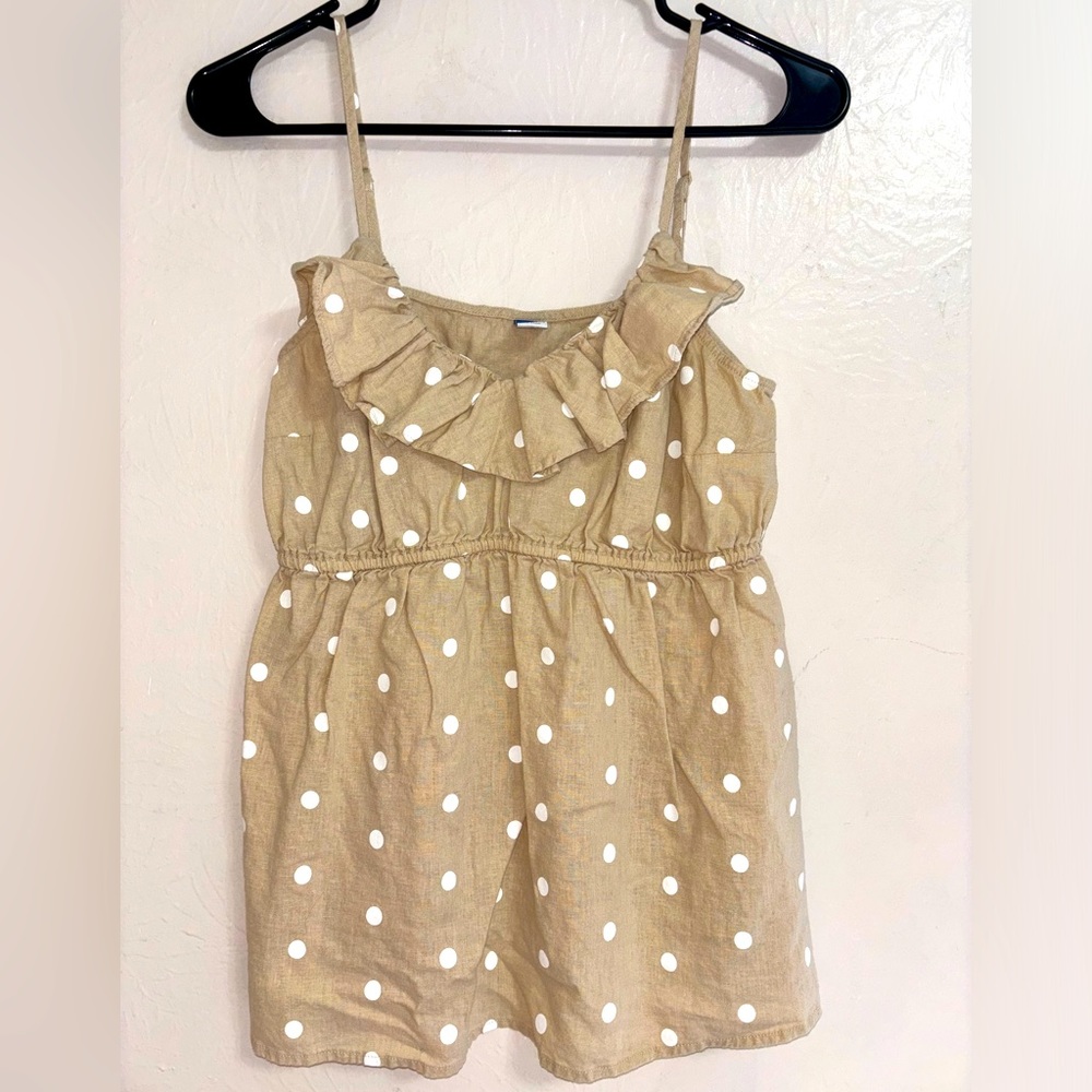 Old Navy Maternity Small White & Beige Short Blouse Shirt Top
